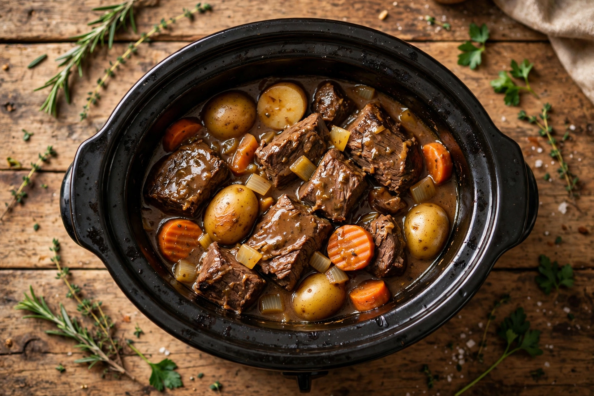 Slow cooker pot roast with tender beef, carrots, potatoes and onions in rich gravy - best crockpot recipes