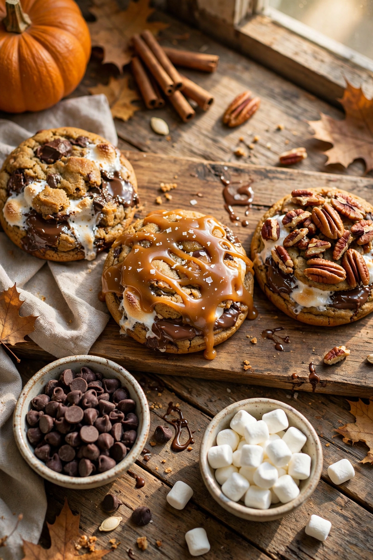 pumpkin smores cookies