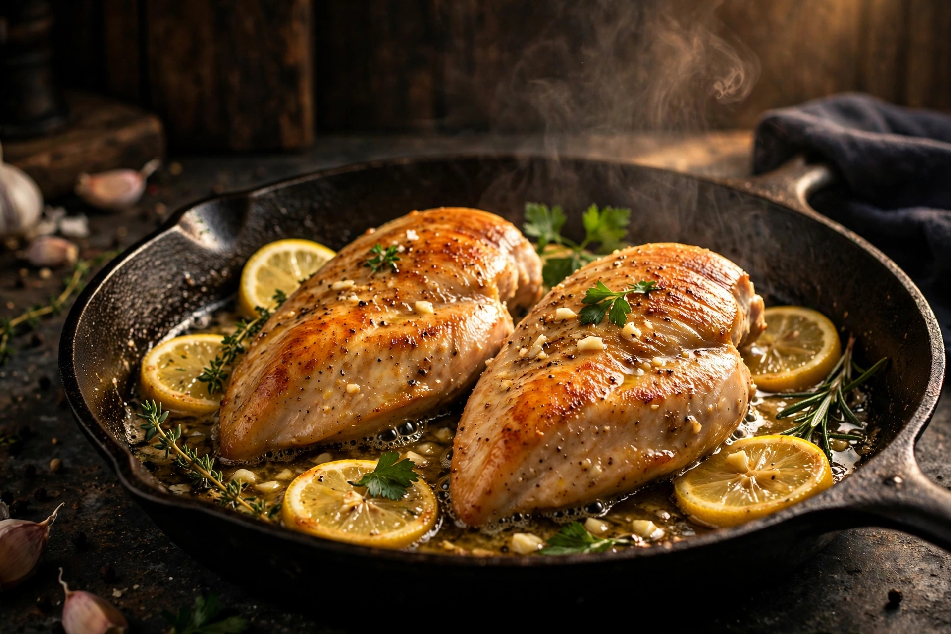 Pan-seared chicken breast recipes with a glossy lemon garlic butter sauce