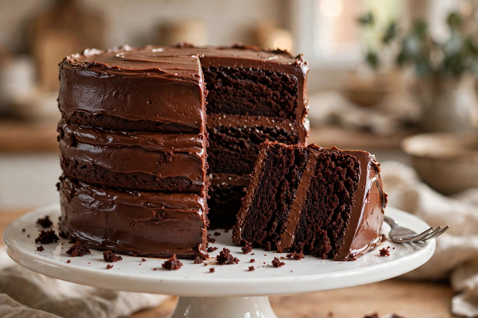 Easy Chocolate Cake Recipe — moist one-bowl chocolate layer cake with chocolate buttercream frosting